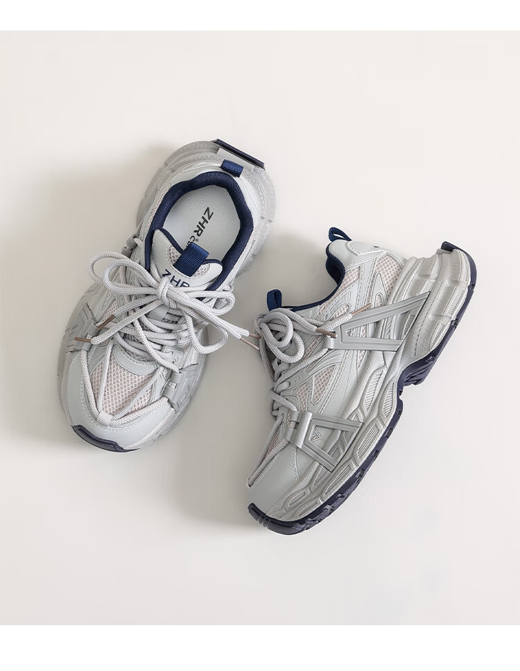 ZHR Dad Shoes for Women, Retro Style Sports Sneakers, Height-Increasing Thick-Soled Outdoor Casual Shoes for Women, JT65 Gray And Red, Size 35 14
