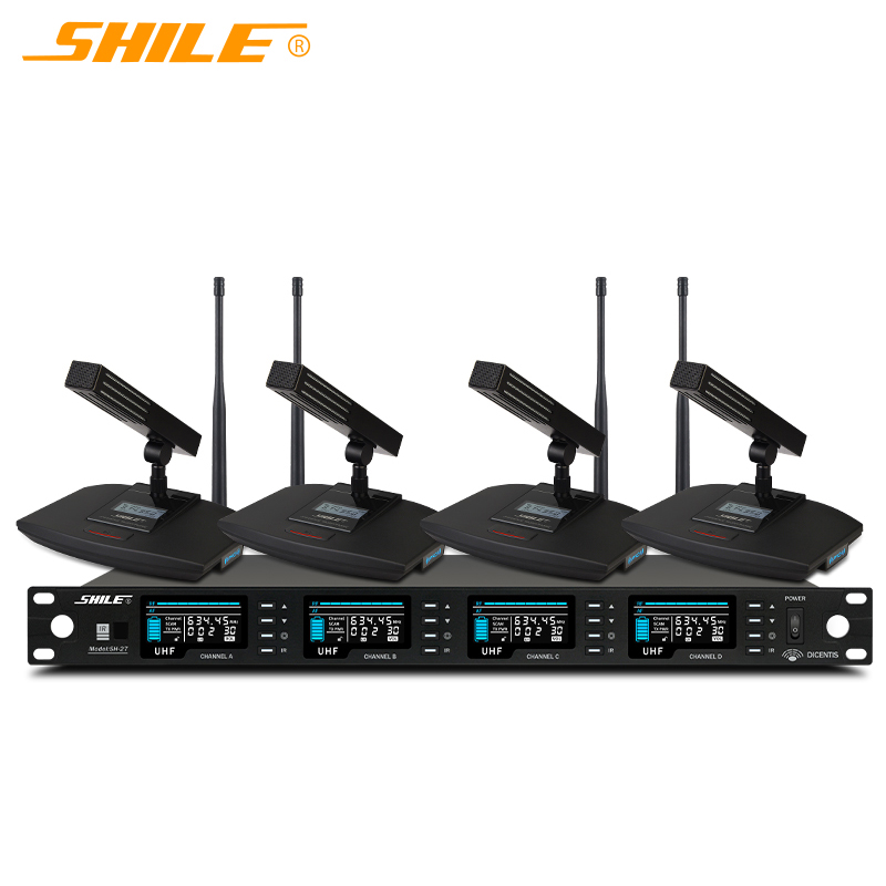 SHILE SH-27 Professional One-To Conference Room Microphone, Wireless Professional U-Segment Conference Table Condenser Microphone with Square Pole And Short Tube