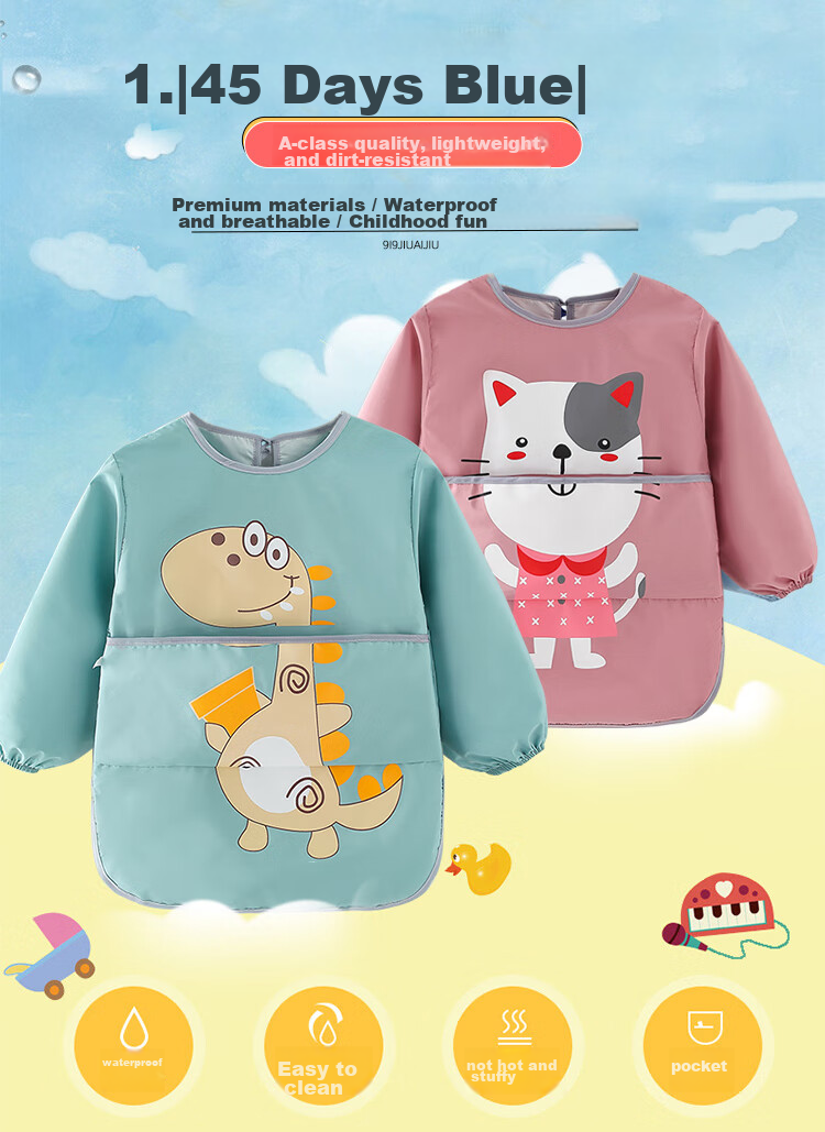 9I9 Baby Romper, Crawling Suit, Anti-Dirt Infant Bodysuit, Water-Resistant Protective Clothing, Dinosaur A126 1