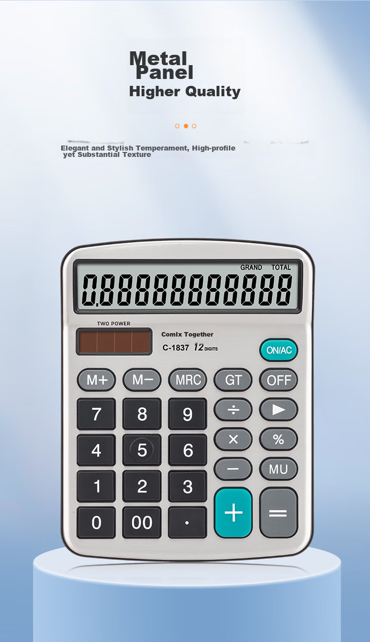 COMIX Desktop Office Calculator, 12-Digit Large Screen Voice Calculator, Office Stationery Supplies, Black, C-9680 2