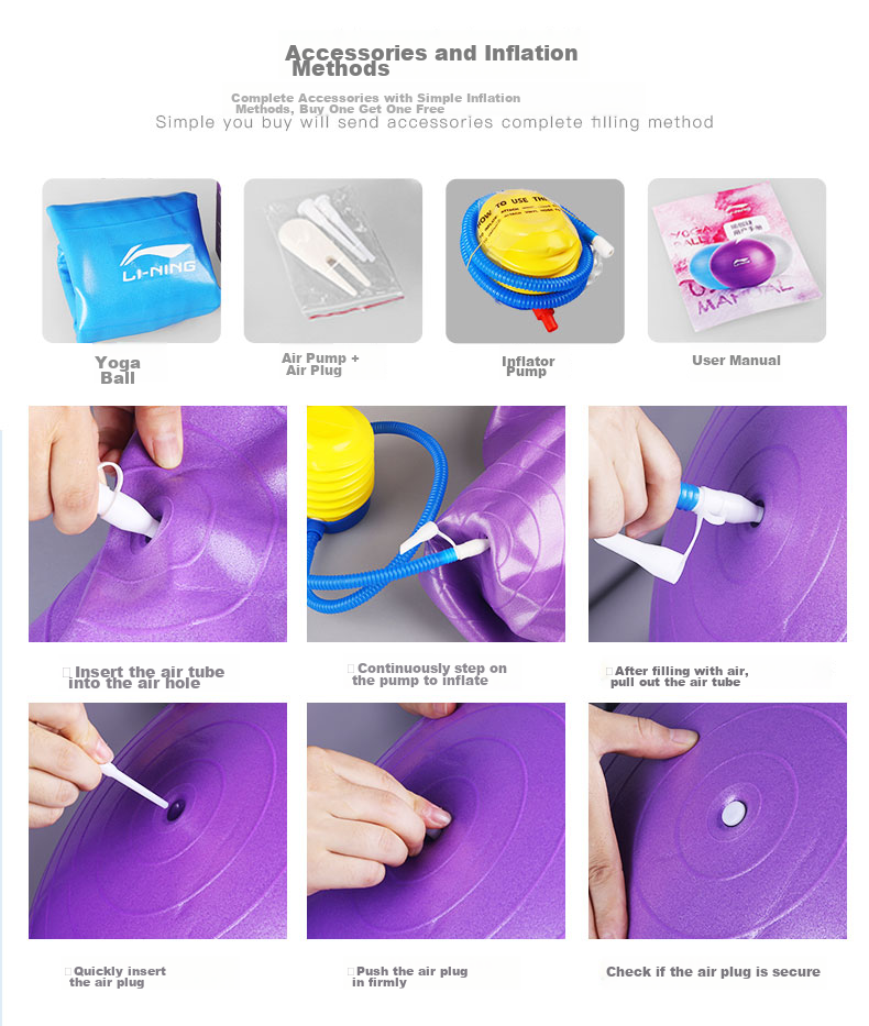 Li-Ning Yoga Ball, Squatting Aid, Baby Soothing Tool, Fitness Equipment for Adults And Pregnant Women, Sensory Integration Training, Thickened Professional Anti-Burst Non-Slip Ball 14