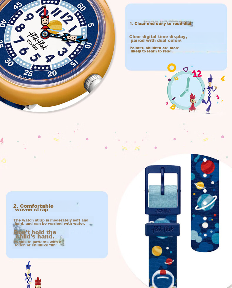 Swatch Flik Flak Children's Swiss Quartz Watch, Elementary School Birthday Gift, Starry Dreamer 7