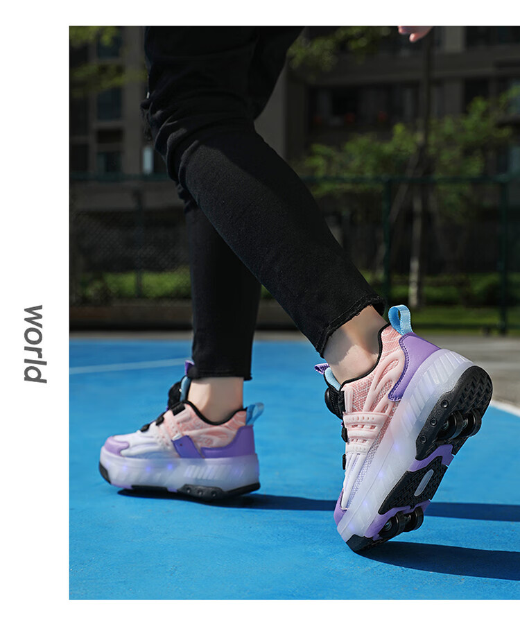 BKG Running Shoes for Girls, Four-Wheel Sports Shoes for Children, Student And Youth Skating Shoes ZYQ23825-B7 Lan Yue 36 33