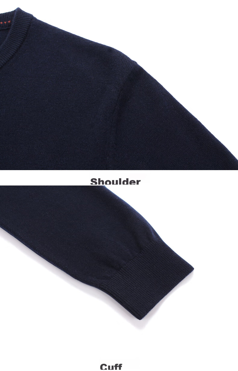 YOUNGOR [100% Wool] Autumn And Winter Men's Warm Business Casual Round Neck Sweater VYQW639994FYA, Navy Blue, S 16