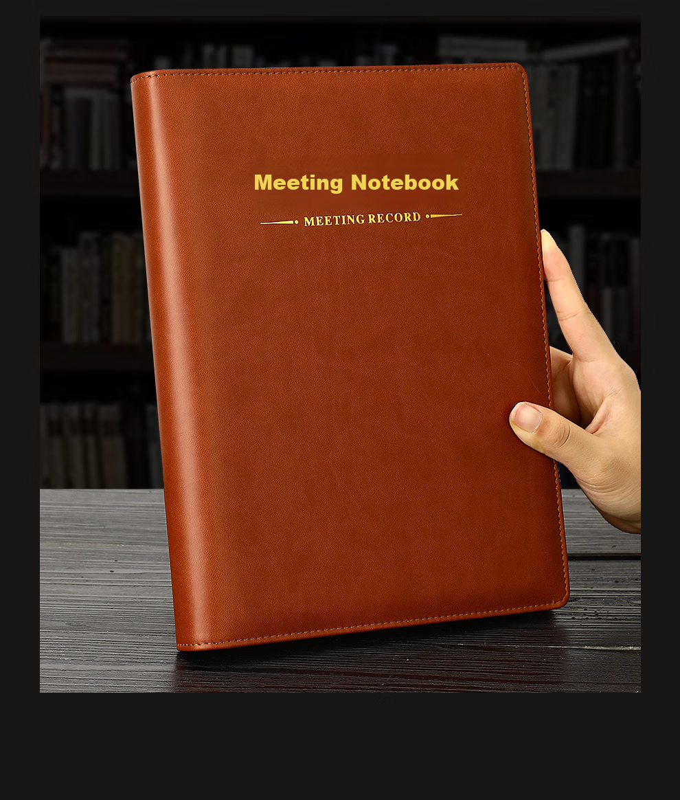 Jiaranheng Large Conference Notebook, Thickened Notepad with Detachable Pages, Journal, Office Stationery, 16K Work Notebook, Business Leather Cover Notebook, Customizable - 16K Brow 11