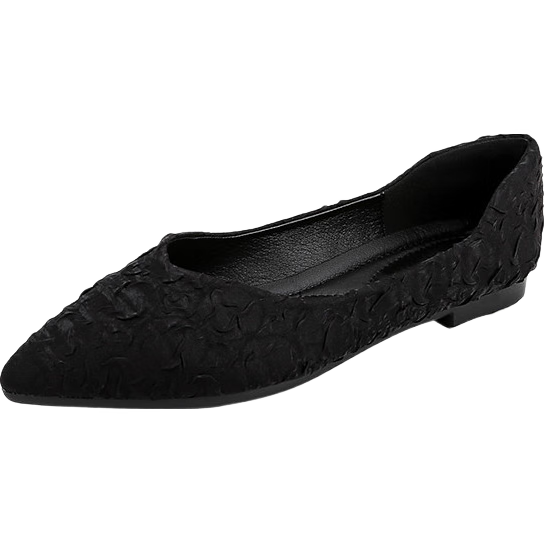 Pounise Women's Flats, Korean-Style Versatile Elegant Low-Cut Large Size Boat Shoes, Flat Soft Small-Sized Women's Shoes, PQM-07, Black, 43/265(1.5)