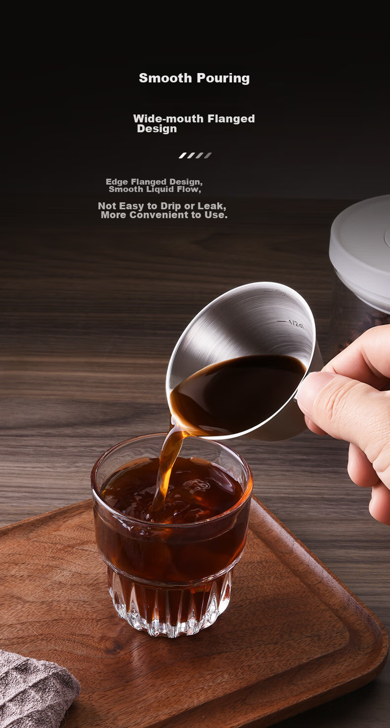 CLITON 304 Stainless Steel Coffee Extraction Cup with Scale, Small Milk Jug, Ounce Cup, Italian Espresso Measuring Cup, 100ml 3