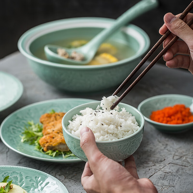 Sushitaoci | Set of Tableware with Annual Rings, Simple 21-Piece Ceramic Plates And Bowls Gift Box, Jiamei Series