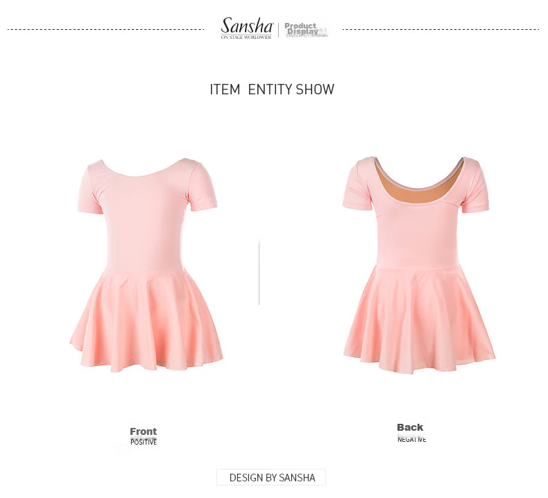 Sansha Ballet Children's Leotard with Skirt, Girls' Short-Sleeve Practice Costume, Dance Exam Outfit Y3554 Light Purple S 11