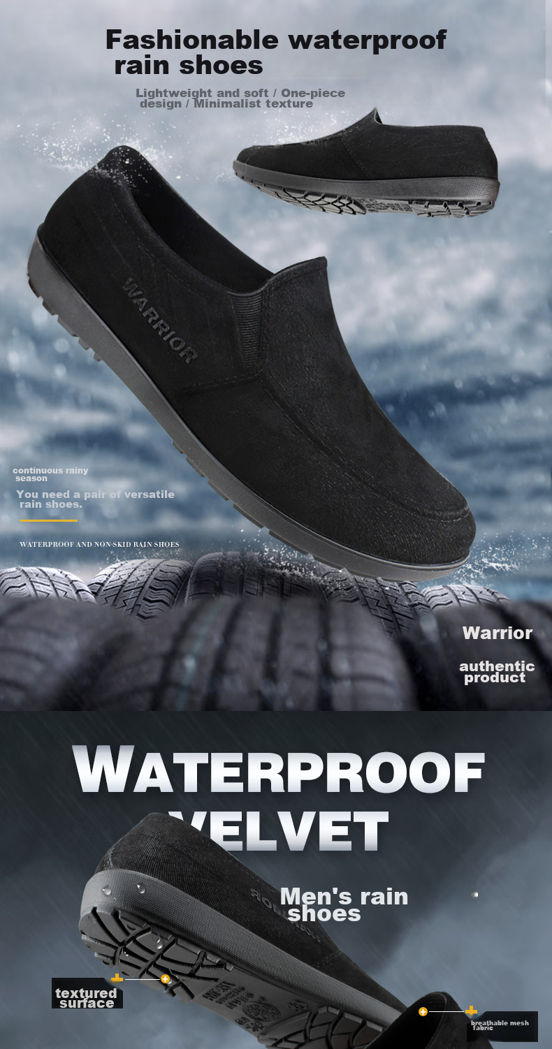 Huili Low-Top Rain Boots for Men, Outdoor Waterproof Shoes, Fashionable Rubber Boots, Overshoes HXL327 Black Size 39 1
