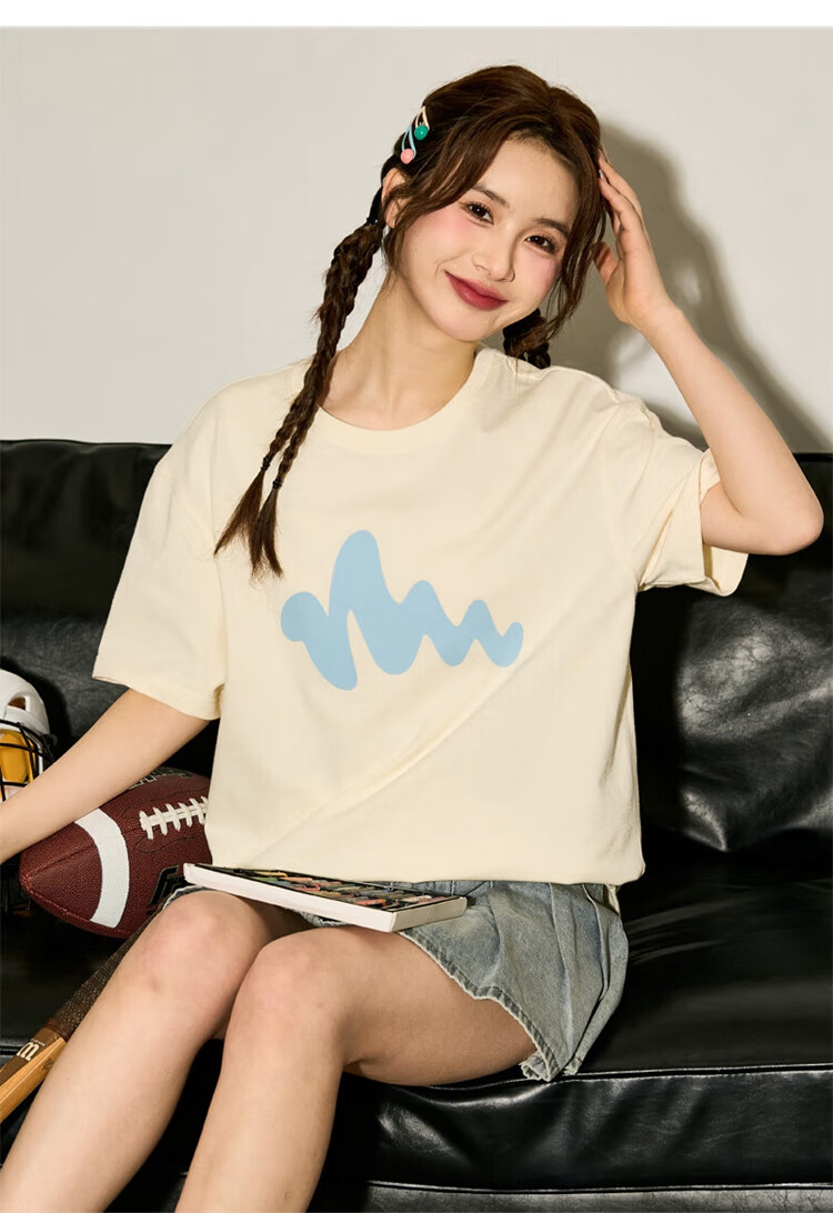 TonLion 2024 Women's Knitted Printed Short Sleeve T-Shirt Off-White L 11