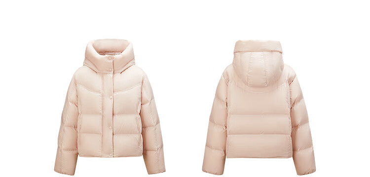 Taipingniao Women's down Jacket with Hood, Puffer Winter Warm Coat, Pink Short Style, XS 42