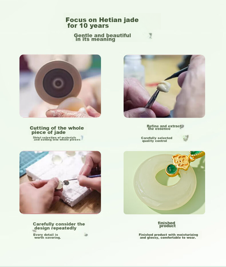 Qlady Hetian Jade Peace Buckle Necklace for Women, 925 Silver Jewelry Jade Pendant, Mother's Birthday Mid-Autumn Festival Gift for Mom 9