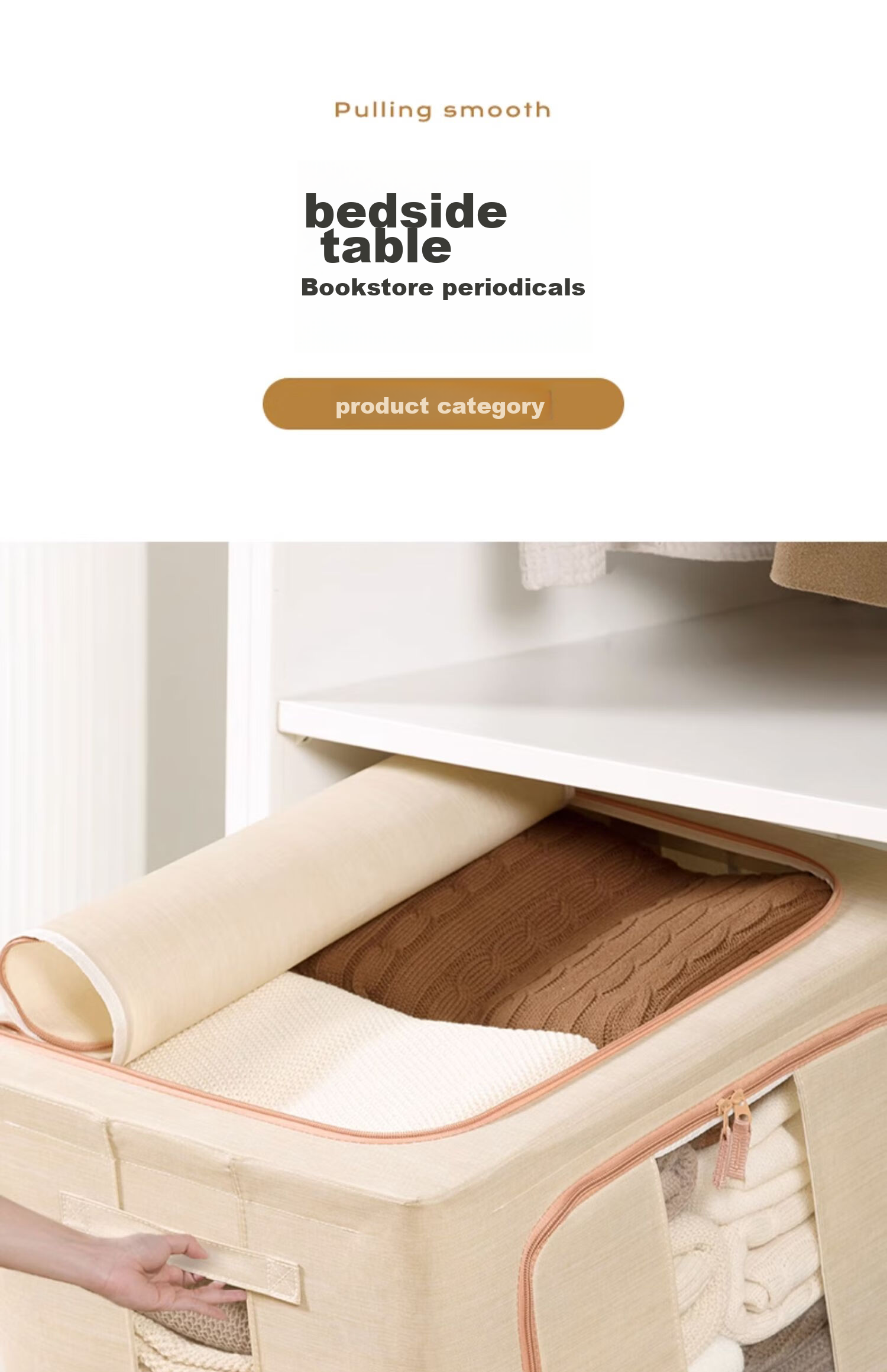 CHAHUA Storage Box, Fabric Folding Organizer, Stackable, 66 Liters, Beige, Under-Bed Storage, Dormitory Storage 4