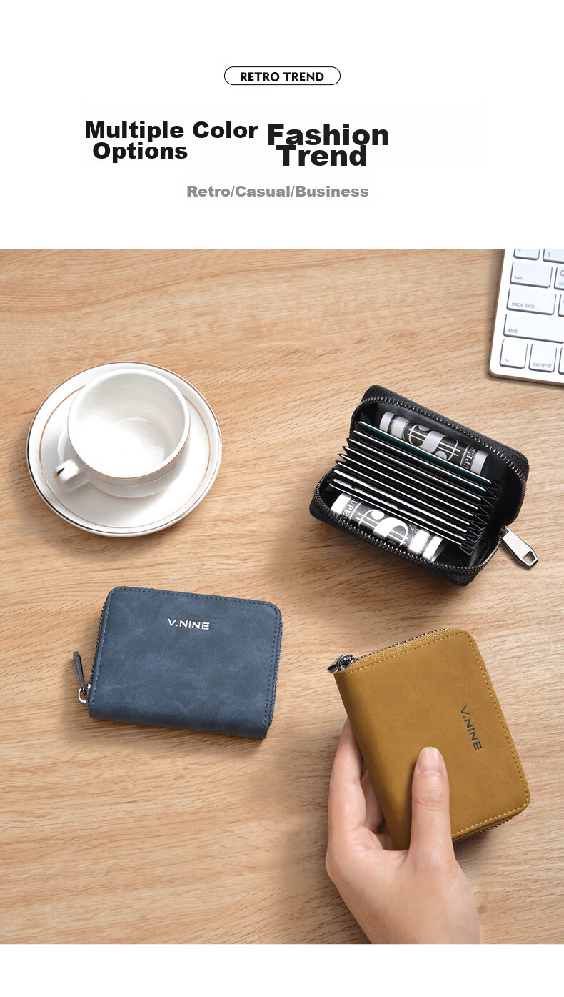 V.NINE Card Holder for Men with Multiple Card Slots, Bank Card Holder, ID Holder, Horizontal Coin Purse, Men's Valentine's Day Gift Box Set 2