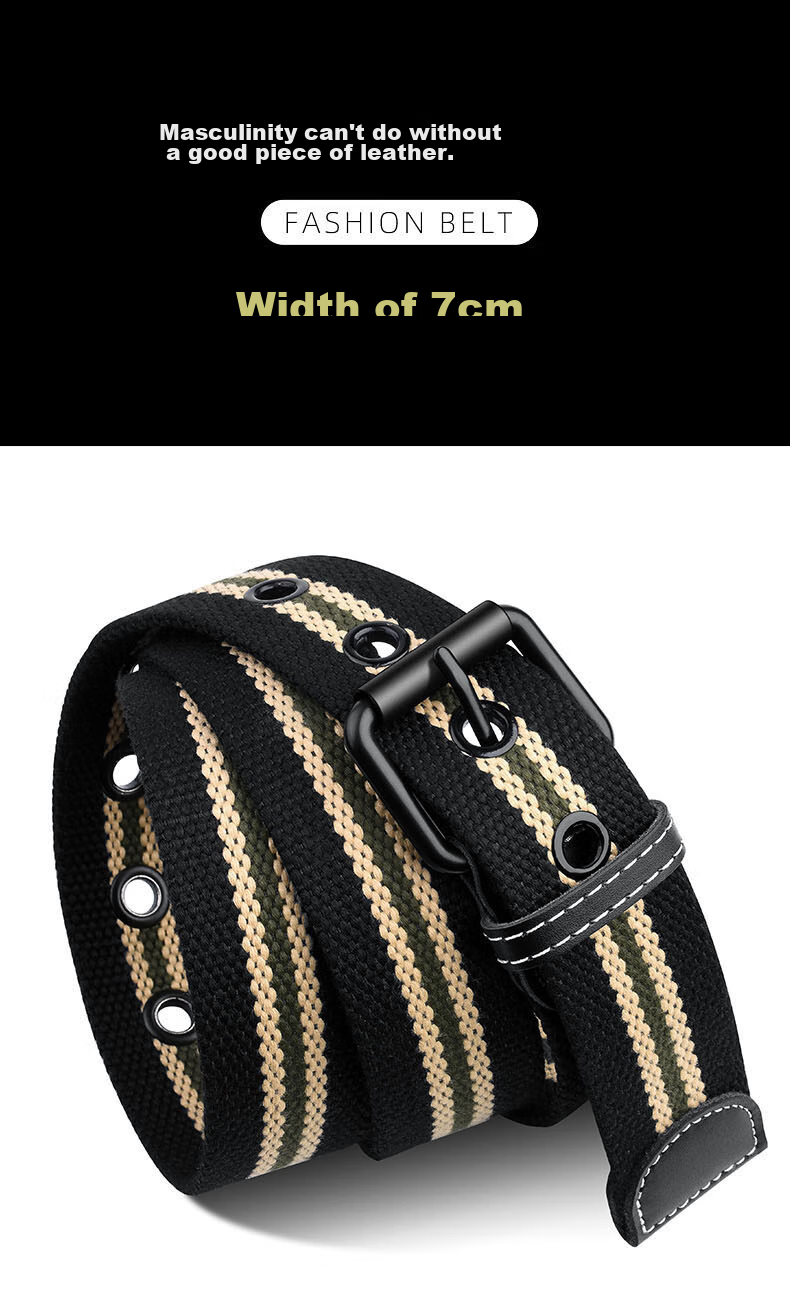 HALFEEL Canvas Belt for Men, Pin Buckle Leather Belt, Trendy Student Youth Belt, Casual Business Fabric Belt, Outdoor Military Training Gift 7
