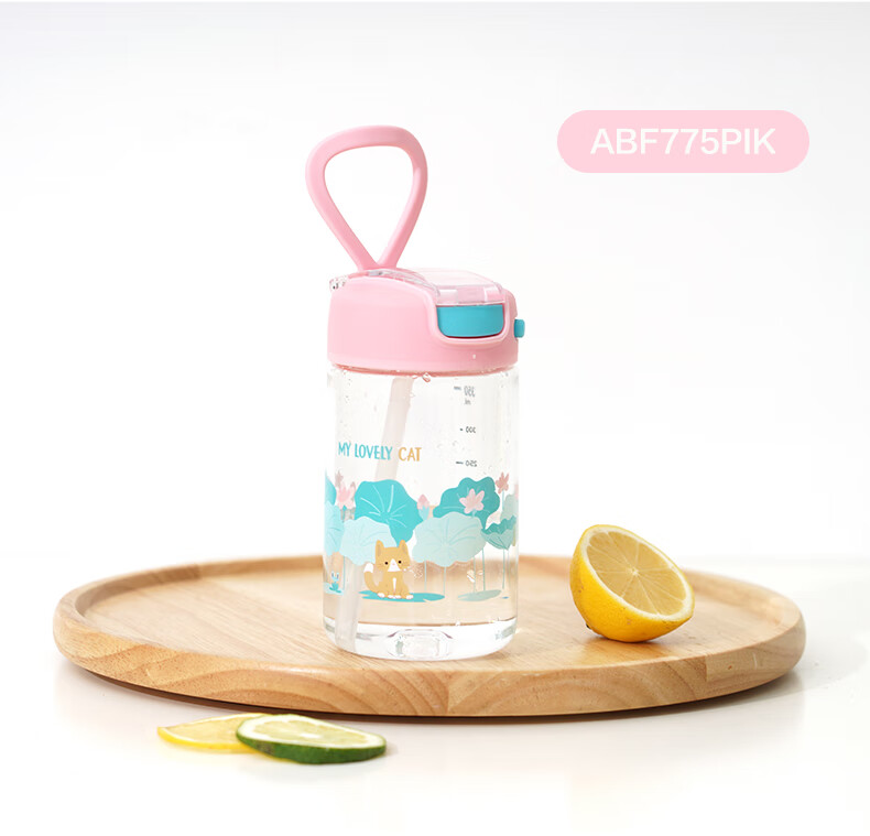 LOCK&LOCK Children's Water Bottle with Straw And Lock, Tritan Material, Student Handheld Outdoor Sports Cup, 430ml, Pink 13