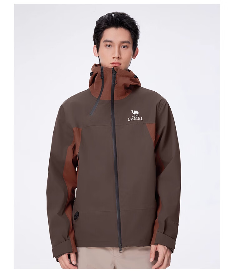 CAMEL Outdoor Hardshell Jacket for Men And Women, Windproof And Waterproof Coat, New Autumn Hiking Wear 2024 [Black Armor] R727 21