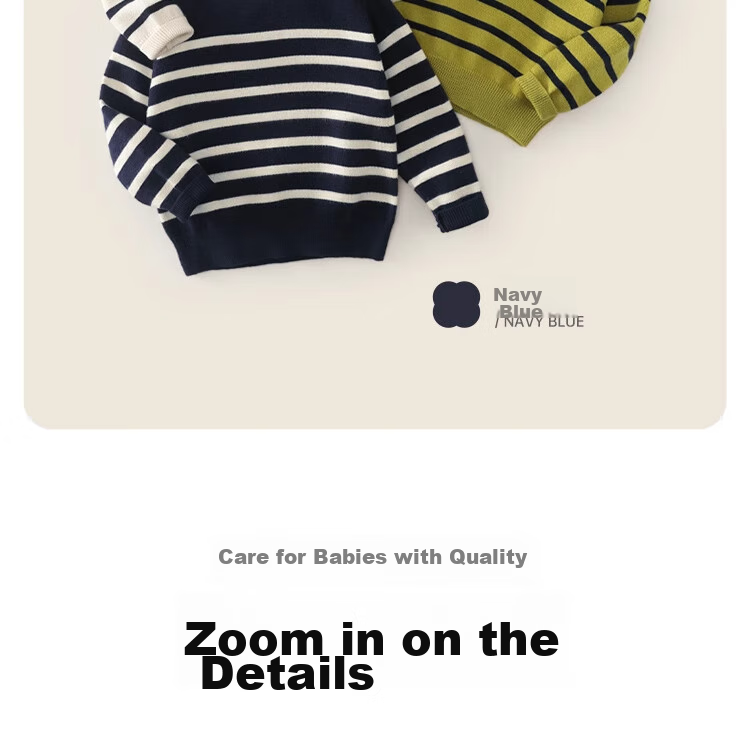 Ciciibear Boys' Sweater, Autumn And Winter Children's New Thick Half-Turtleneck, Baby Striped Base Shirt, Knitted Children's Clothing 8