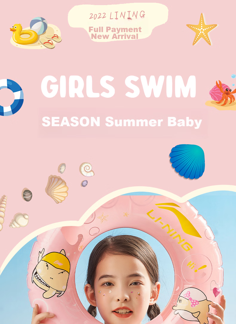 Li-Ning Children's Swimsuit, Girls' Two-Piece Sports Swimwear, Cartoon Design, Skin-Friendly, Quick-Drying, Swimming Costume, 903 Lavender Purple, Size 120 2