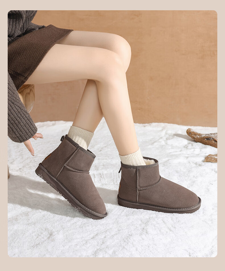 DAPHNE Fleece-Lined Snow Boots for Women, 2025 Winter New Thick Cotton Shoes, Warm Women's Shoes, Flat Cowhide Short Boots 16