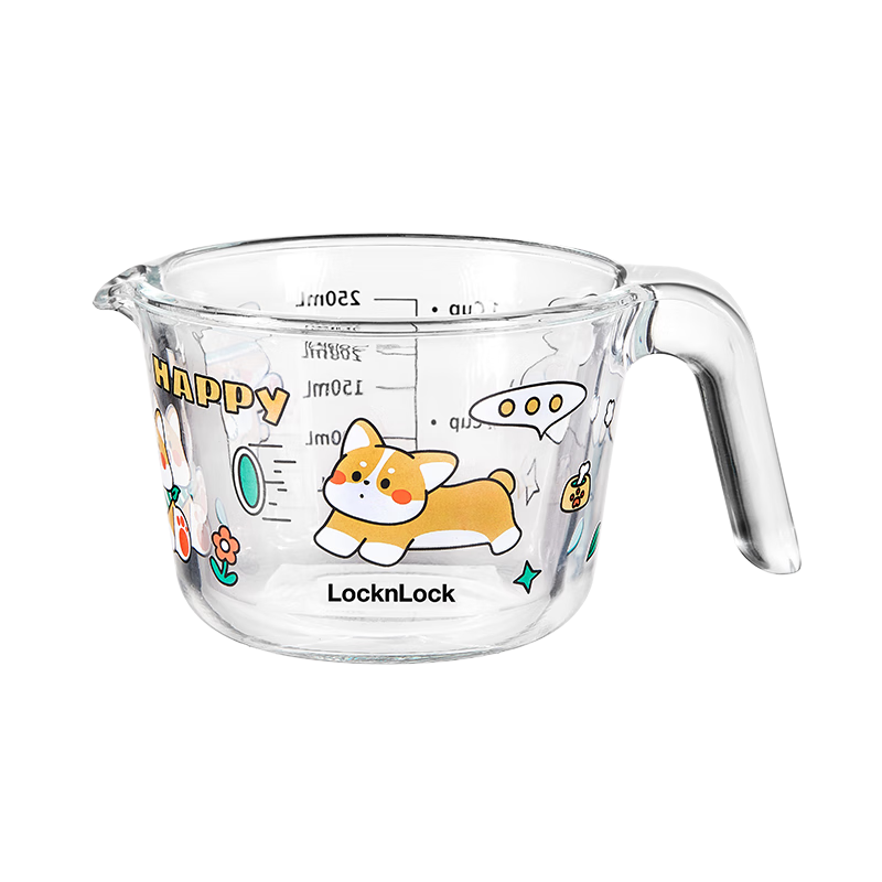 LOCK&LOCK Baby Food Cup, Breakfast Cup, Baby Measuring Cup with Scale, Heatable Milk Cup, High-Temperature Resistant Glass Steamed Egg Bowl