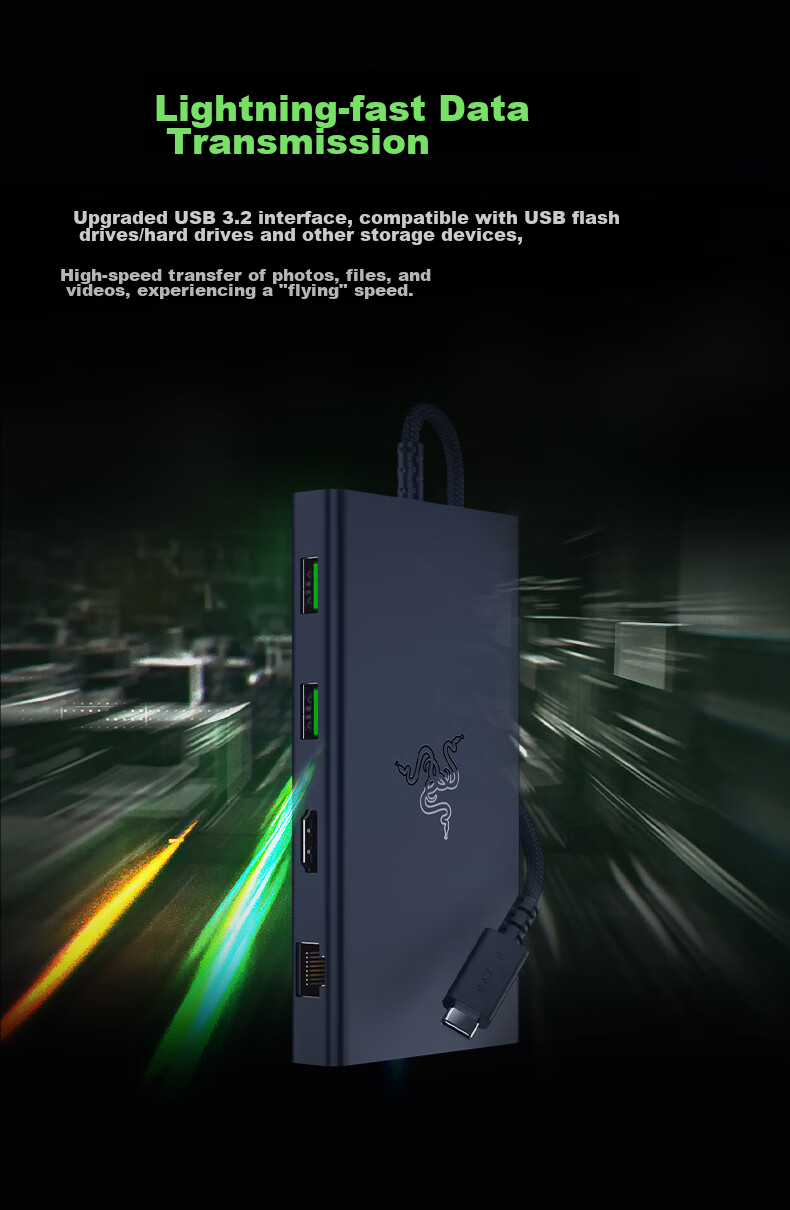 Razer USB-C Hub Adapter, Compatible with Mac, IPad, Laptops, HDMI Port, Black 4