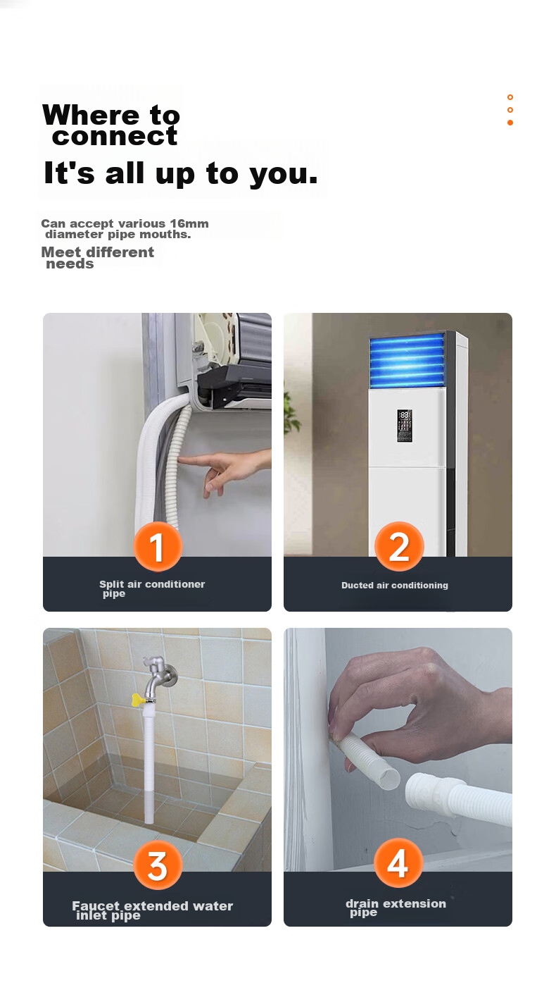 Muvi Air Conditioner Drainage Pipe Extension Tube, Anti-Aging Outdoor Unit Condensation Drip Water Hose Drainage Pipe, 3 Meters 4
