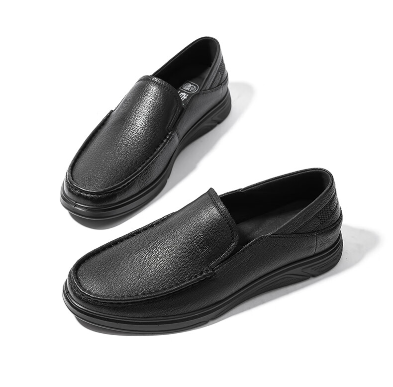 LAORENTOU Men's Shoes, All-Season Business Formal Shoes, Low-Top Shoes, Sheepskin Slip-On Shoes, Polyurethane Sole Lightweight Shoes, LA12046, Black, Size 42 18