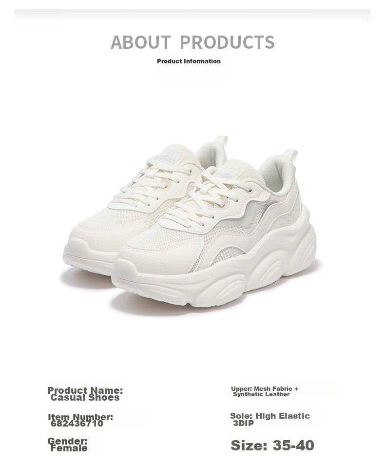 361° Women's Sports Shoes, Mengzua Spring And Summer Breathable Retro Dad Sneakers, Thick-Soled Casual Shoes for Women, 682436710-1 19