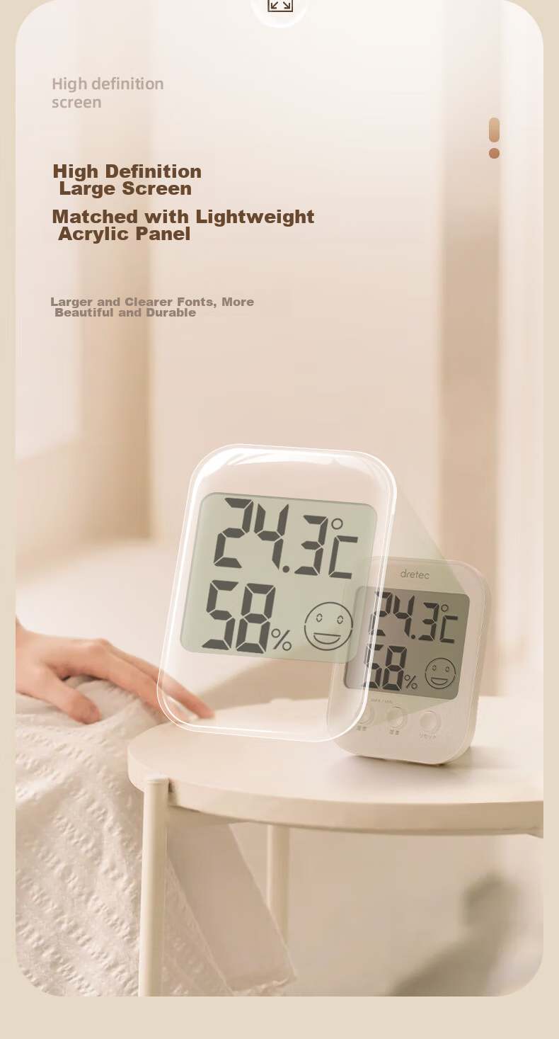 Dorico Japanese Electronic Hygrometer Thermometer with Backlight High-Precision Humidity and Temperature Monitor for Baby Room with Time Display 12