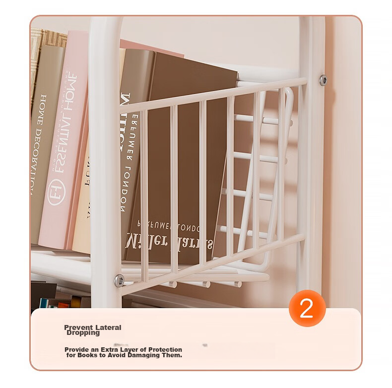 Milin Bookshelf Picture Book Rack Toy Storage Shelf Multi-layer Floor-standing Storage Rack Four Layers with Wheels 19