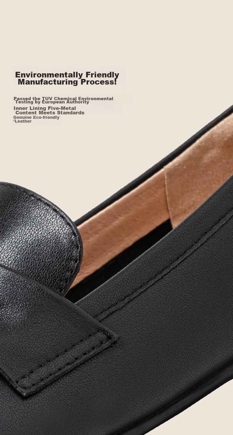 COMELY Women's Slip-On Loafers, Autumn New Style Mall Version, Lightweight Comfortable Commuter Leather Shoes, Black, Size 33 11