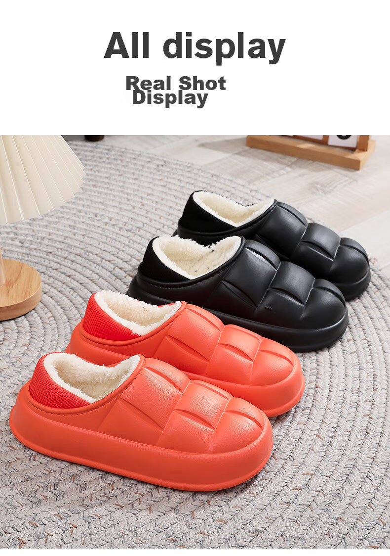 GUOLUOFEI Thick-Soled Cotton Slippers for Men And Women, Outdoor Waterproof Non-Slip Indoor Comfortable Heel-Covered Cotton Shoes, Gray, Size 40-41 11