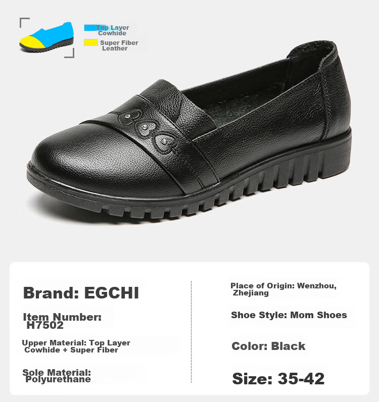 EGCHI Women's Shoes, Middle-Aged And Elderly Mom Shoes, Ladies Leather Shoes, Loafers, HD7518 Casual Style, Size 41 14