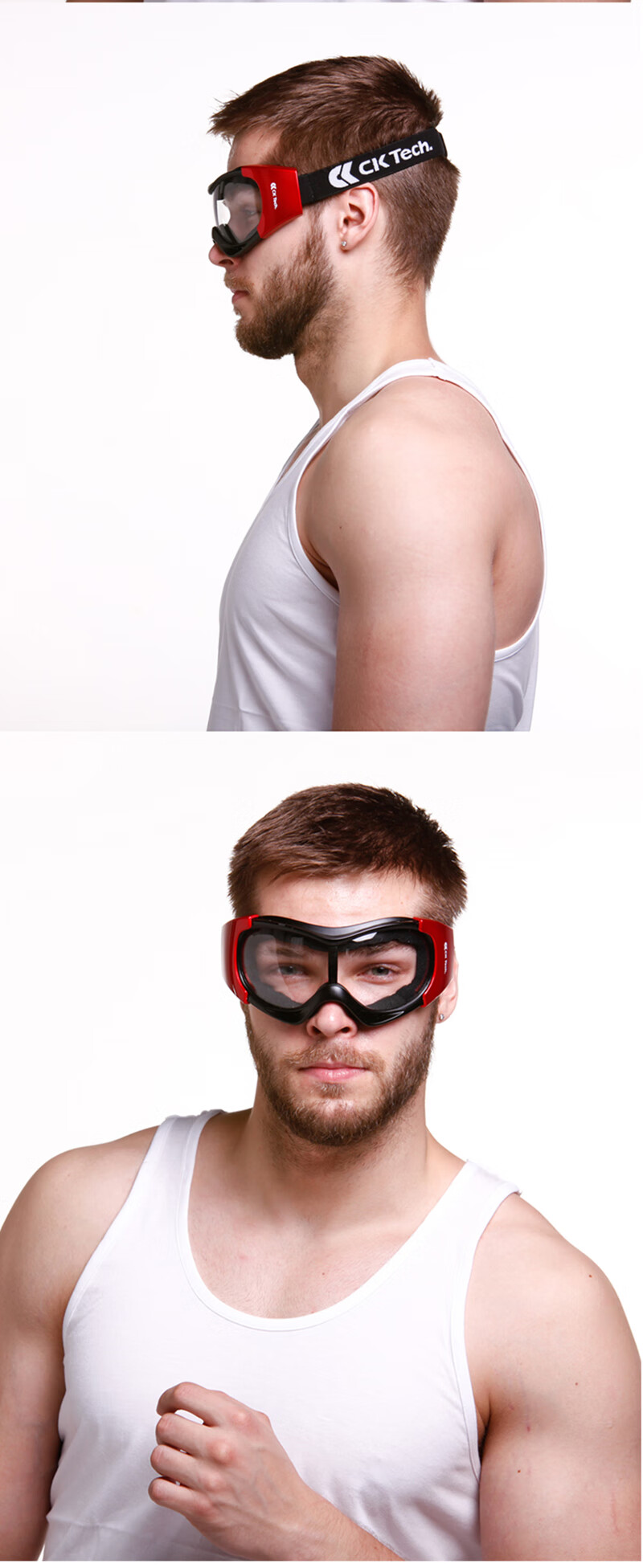 CK-Tech Safety Goggles, Industrial Cutting Impact-Resistant Windproof Dust-Proof Protective Eyewear CKY-053HT Lava Red Transparent Lens 1 Piece 1