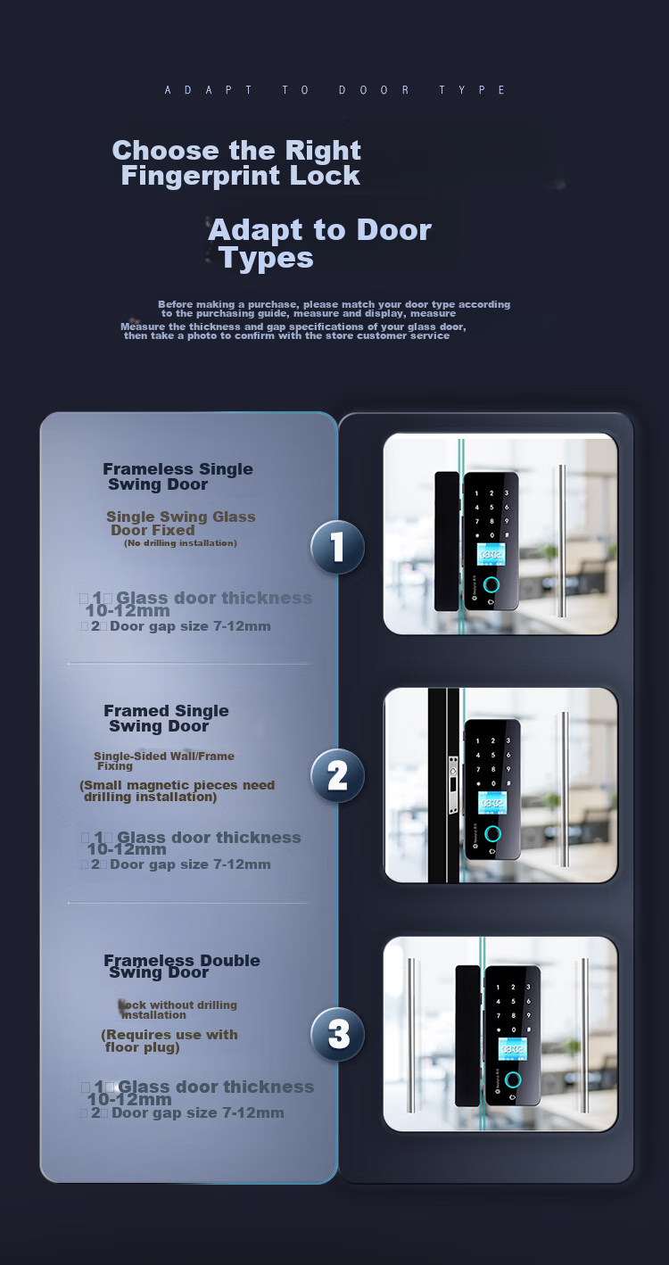 Realand Glass Door Fingerprint Lock, Access Control Smart Electronic Password Lock, Office Glass Door Lock, No Drilling Required, No Wiring Needed, Bluetooth Mini Program Attendance Lock, ZD-108 3