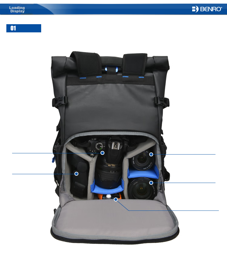 Benro Explorer LN Professional Outdoor Backpack for Photography, Mirrorless And DSLR Camera Bags, Lightweight Travel Storage Protection Portable Multifunctional One-Body Three-Lens Upper And Lower Layer Backpack 5