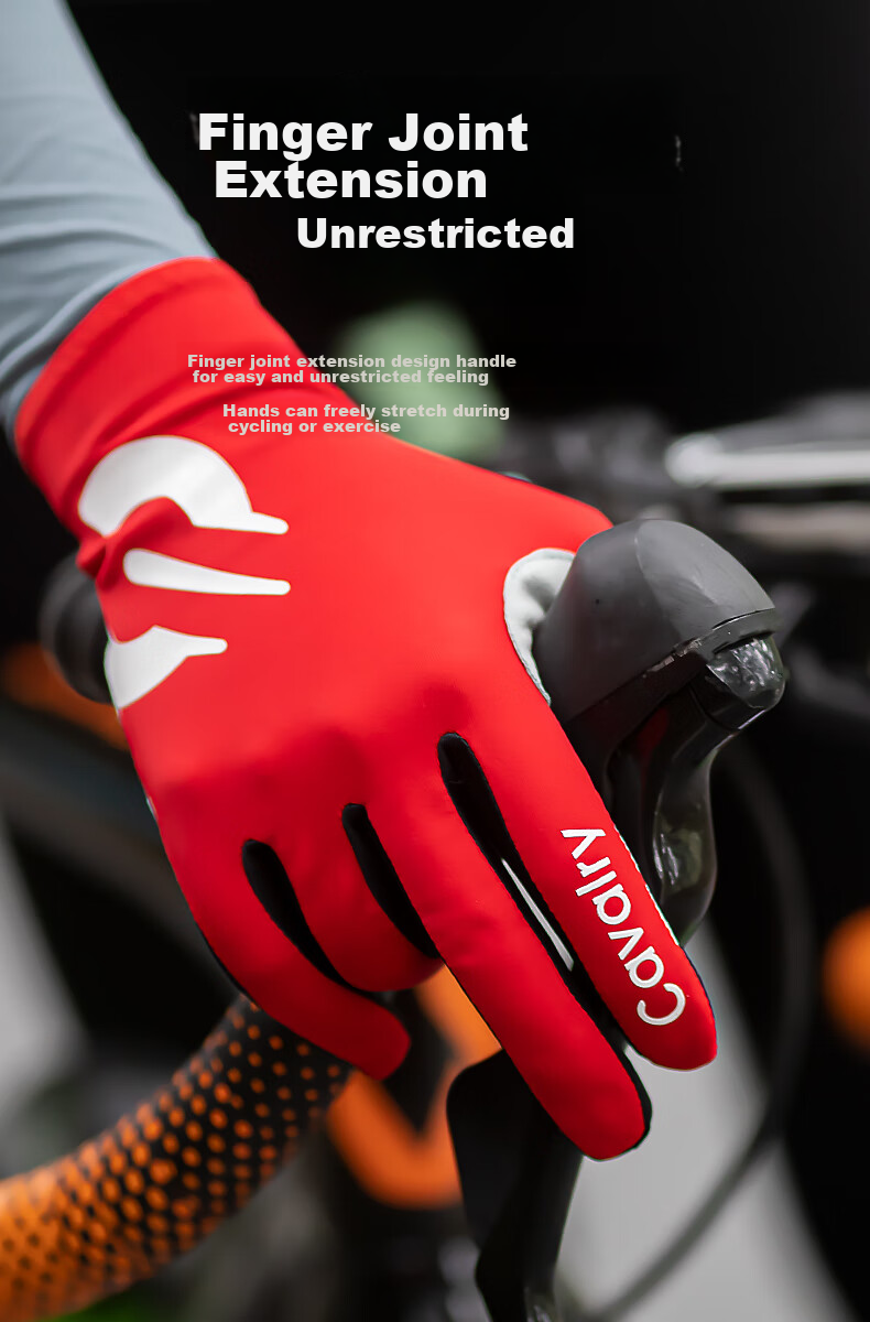 CAVALRY Bicycle Gloves with Wind-Resistant Full Finger Design for Mountain And Road Bikes, Shock-Absorbing Touchscreen Gloves for Men And Women, Spring And Autumn Outdoor Sports Fitness Gloves Cycling Equipment Red XL Size 4