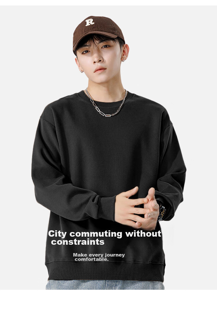 MiiOW Sweatshirt for Men, Round Neck Long Sleeve T-Shirt, Trendy Versatile Base Layer, Autumn Sports Menswear Jacket, Medium Gray, XL 10
