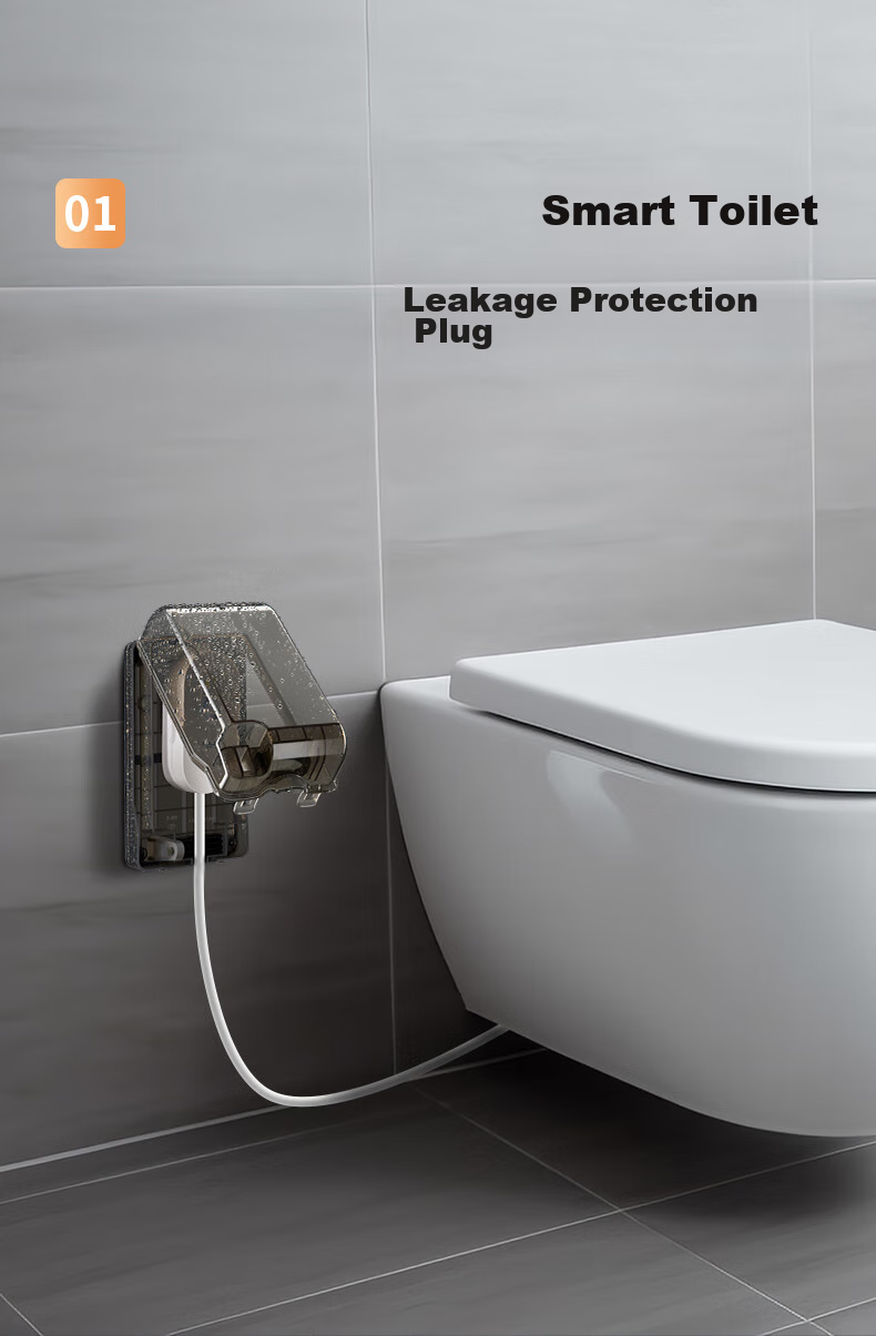 DELIXI Waterproof Socket Cover for Water Heater with Leakage Protection, Large Plug Anti-Splash Box with Five Holes, 10A Socket, Black And Transparent 7
