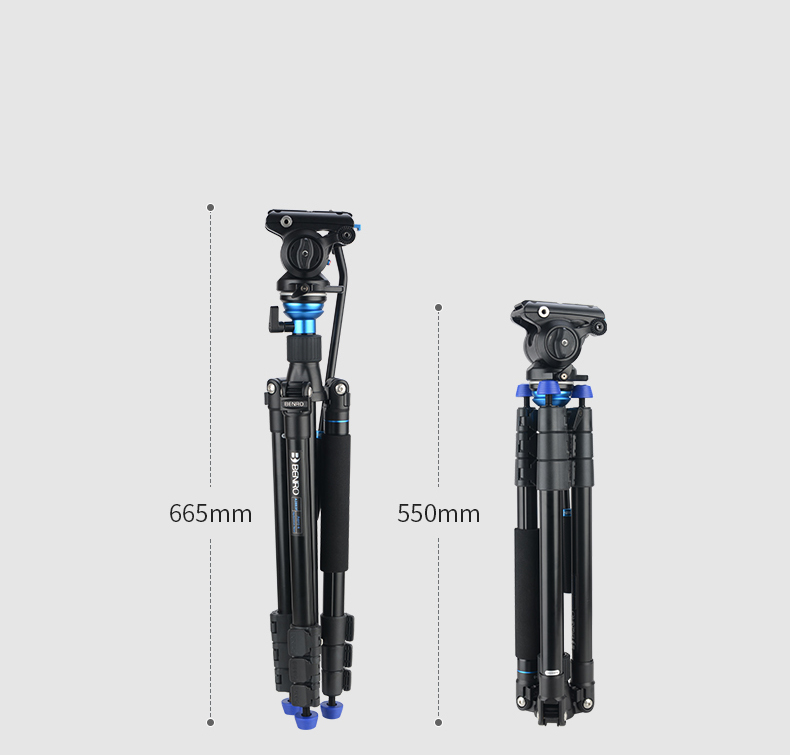 Benro A2883FS4N DSLR Video Tripod with Professional Camera Hydraulic Handle, Pan-Tilt Head, Adjustable Level Ball Bowl, Monopod Tripod Kit 5