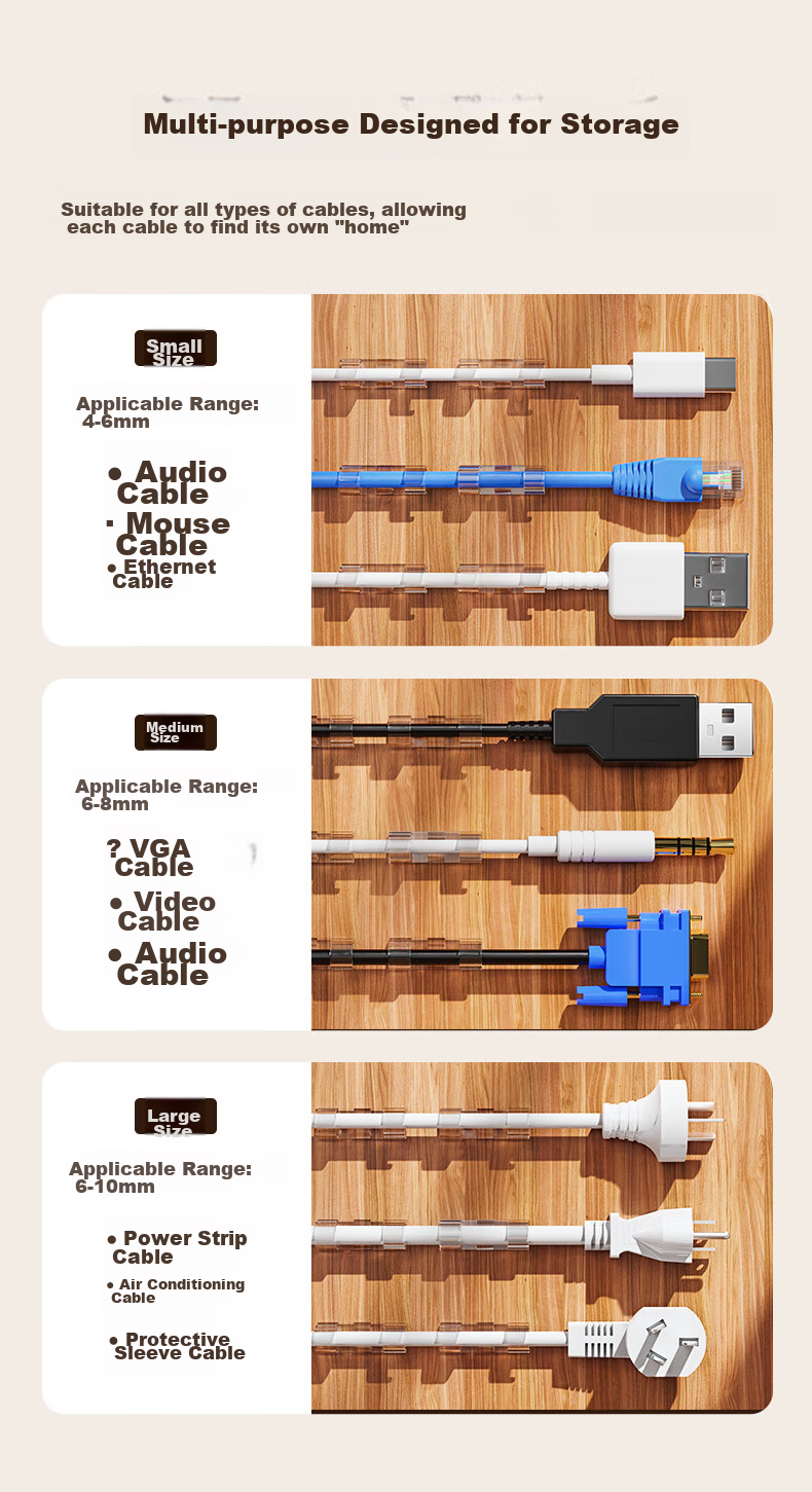 BIAZE Cable Organizer, Inner Diameter 5mm Wire Clip, No Drilling Required, Network Cable Fixer, Cable Management Tool, Self-Adhesive Wall Sticker, Desktop Storage Organizer, Transparent Style, Pack of 20 12