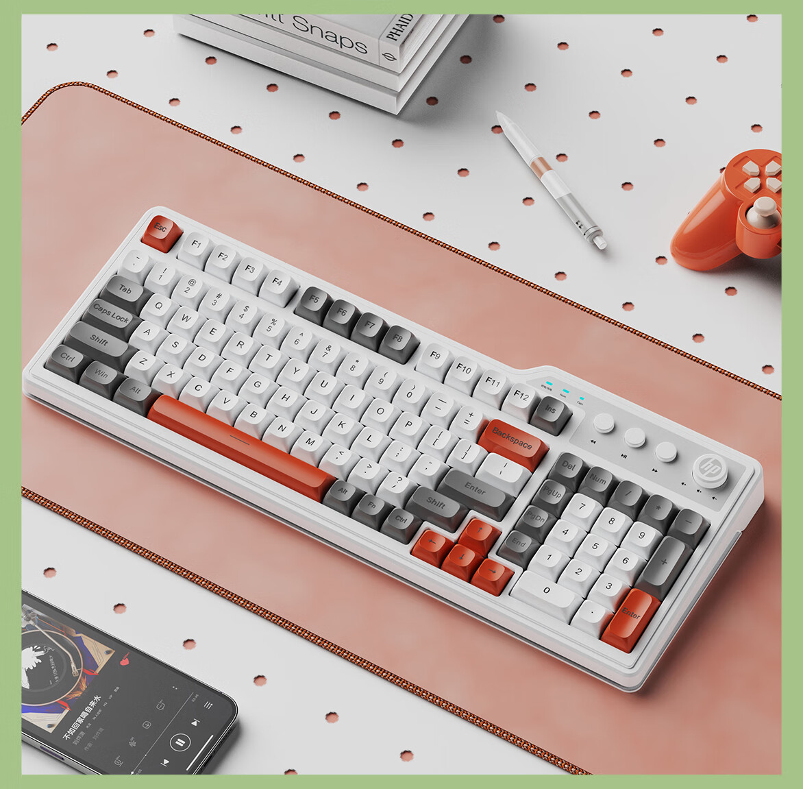 HP K360 Tri-Mode Wireless Bluetooth Keyboard with RGB Lighting, Mechanical Feel, Gaming And Office Use, Black And Gree 18