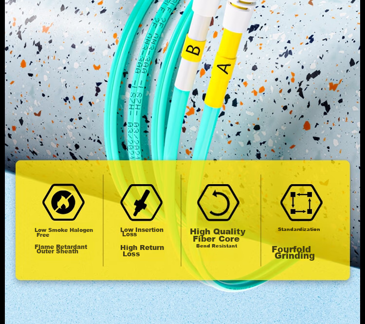 HAILE Fiber Optic Patch Cable, 10 Gigabit Multi-Mode LC-LC Low Smoke Zero Halogen LSZH Dual-Core OM3 UPC Low Loss A-Grade Fiber Core Pigtail, 25 Meters HJ-2LC 2
