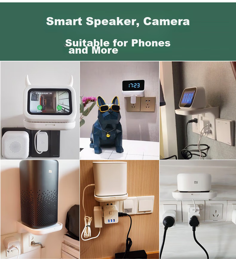 Zhiercheng Socket Panel Storage Rack, Smart Speaker Stand Camera Bracket, No Drilling Required, Can Hide Wires, Suitable for Xiaolai Xiaodu And Other Smart Speakers, Cameras, Ornaments, And More 2