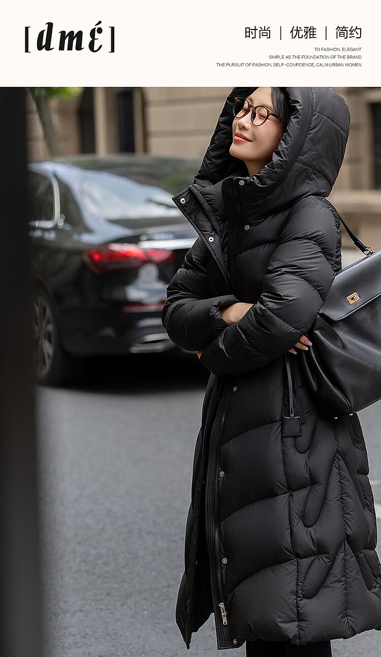 Dme [Hide in Sunroom] Winter 400T Spring 90% Down Filling Wavy Pattern Hooded down Jacket for Wome 1
