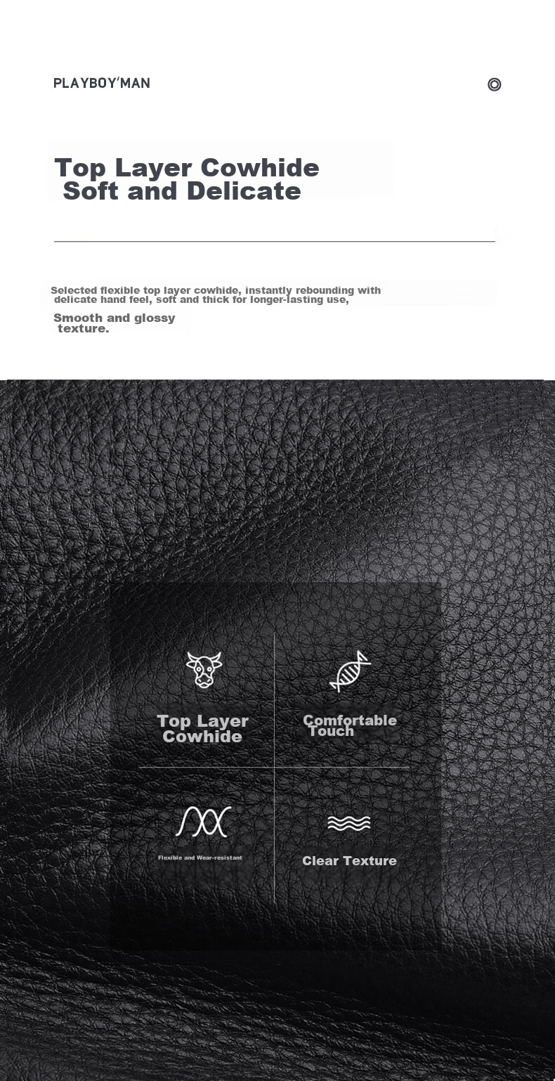 PLAYBOY Driver's License Holder for Men, Genuine Top-Layer Leather Protective Case, Integrated Card Holder for Motor Vehicle License, Silk Screen Printing 3
