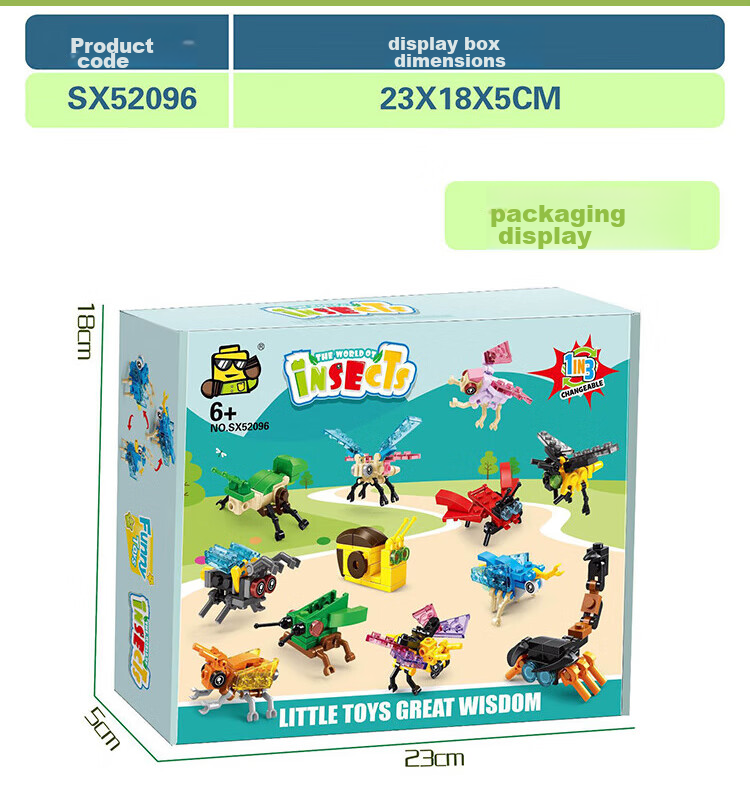 Bailishuang Insect Animal Building Blocks, Transformable into Three Forms, Small Particle Construction Toys, Children's Birthday New Year's Day Gift 8
