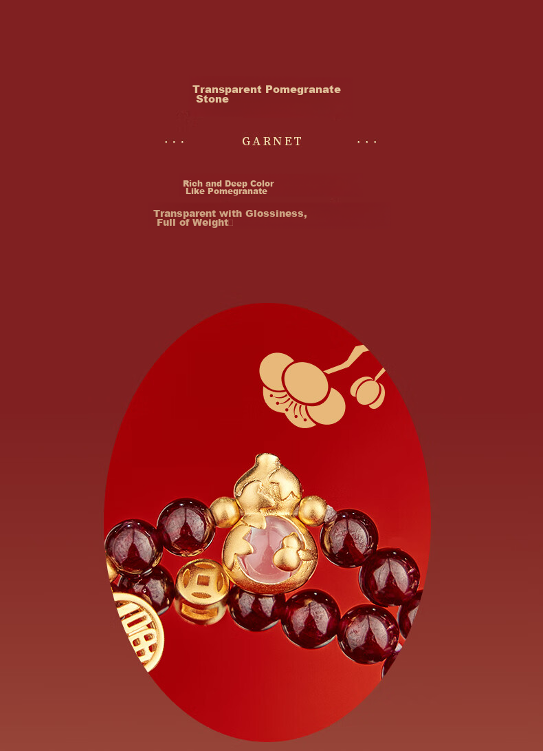 Dayingbowuguan Oriental Dream Pomegranate Garnet Double-Layer High-End Bracelet, Gift for Women on Birthday 12